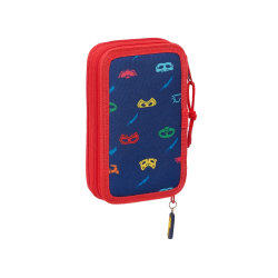 Plumier escolar safta doble pequeño 28 piezas pjmasks ready 195x125x40 mm