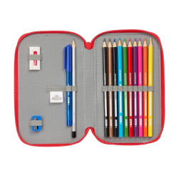 Plumier escolar safta doble pequeño 28 piezas pjmasks ready 195x125x40 mm