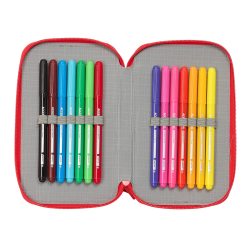 Plumier escolar safta doble pequeño 28 piezas pjmasks ready 195x125x40 mm