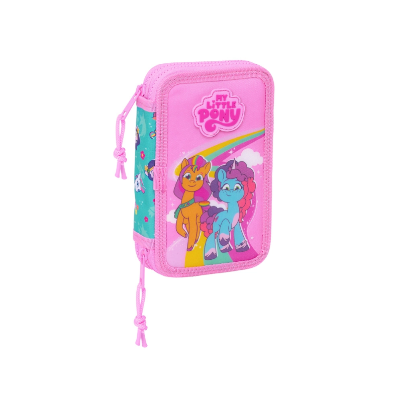 Plumier escolar safta doble pequeño 28 piezas my little pony magic 195x125x40 mm