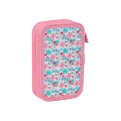 Plumier escolar safta doble pequeño 28 piezas reciclado moos floresistente 195x125x40 mm