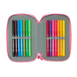 Plumier escolar safta doble pequeño 28 piezas reciclado moos floresistente 195x125x40 mm