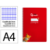 Cuaderno espiral liderpapel a4 a4 pautaguia tapa dura 80h 90 gr cuadro pautado 3mm color rojo