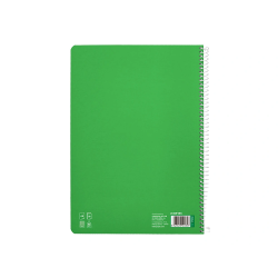 Cuaderno espiral liderpapel a4 pautaguia tapa dura 80h 90 gr cuadro pautado 3mm color verde