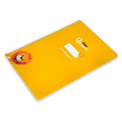 Cuaderno espiral liderpapel a4 pautaguia tapa dura 80h 90gr cuadro pautado 4mm color amarillo