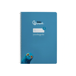 Cuaderno espiral liderpapel a4 pautaguia tapa dura 80h 90gr cuadro pautado 4mm color azul