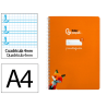 Cuaderno espiral liderpapel a4 pautaguia tapa dura 80h 90gr cuadro pautado 4mm color naranja