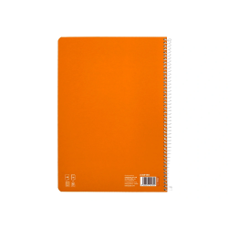 Cuaderno espiral liderpapel a4 pautaguia tapa dura 80h 90gr cuadro pautado 4mm color naranja