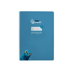 Cuaderno espiral liderpapel a4 pautaguia tapa dura 80h 90gr cuadro pautado 5mm color azul