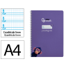 Cuaderno espiral liderpapel a4 pautaguia tapa dura 80h 90gr cuadro pautado 5mm color lila