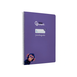 Cuaderno espiral liderpapel a4 pautaguia tapa dura 80h 90gr cuadro pautado 5mm color lila