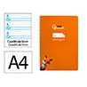 Cuaderno espiral liderpapel a4 pautaguia tapa dura 80h 90gr cuadro pautado 5mm color naranja