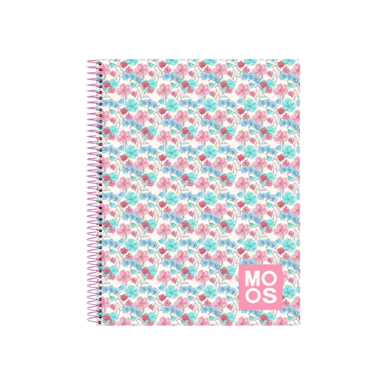 Cuaderno espiral safta microperforado din a4 tapa forrada 120 hojas cuadro 5 mm 60 gr moos floresistente