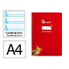 Cuaderno espiral liderpapel a4 pautaguia tapa dura 80h 90gr cuadro pautado 5mm color rojo