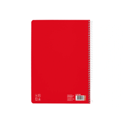 Cuaderno espiral liderpapel a4 pautaguia tapa dura 80h 90gr cuadro pautado 5mm color rojo