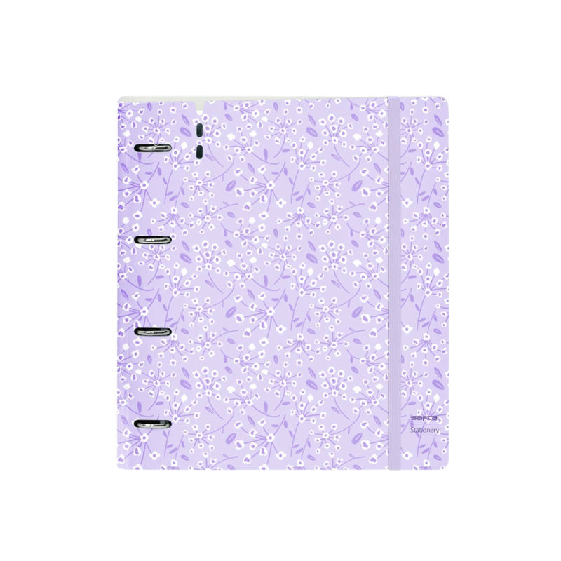 Carpeta con recambio safta din a4 cuadro 5 mm polipropileno foam 4 anillas 35mm estampados floral lila