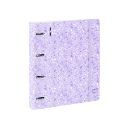 Carpeta con recambio safta din a4 cuadro 5 mm polipropileno foam 4 anillas 35mm estampados floral lila