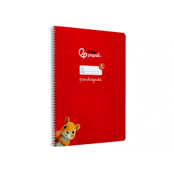 Cuaderno espiral liderpapel a4 pautaguia tapa dura 80h 90gr cuadro pautado 5mm color rojo