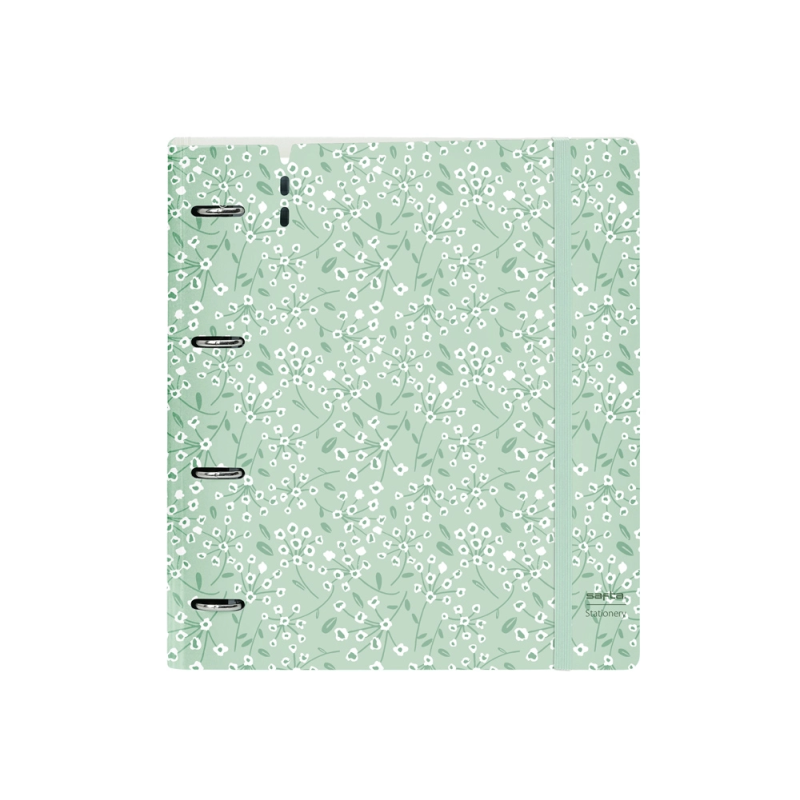 Carpeta con recambio safta din a4 cuadro 5 mm polipropileno foam 4 anillas 35mm estampados floral verde