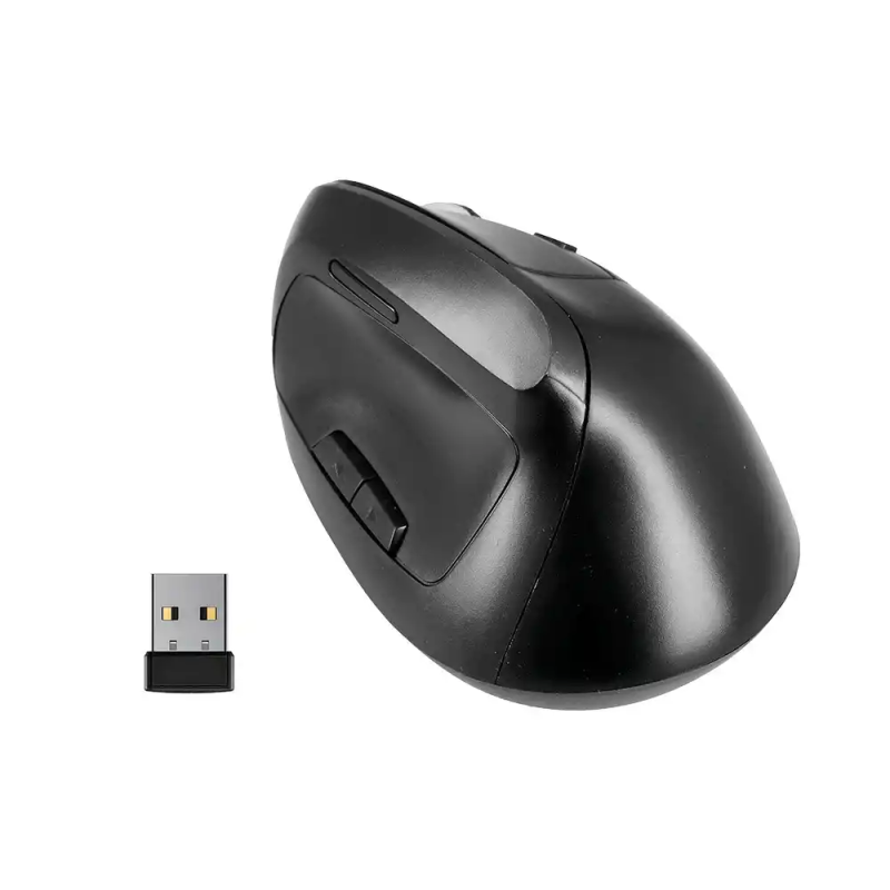 Raton q-connect optico inalambrico ergonomico vertical dpi 800/1200/1600 bateria recargable negro