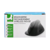 Raton q-connect optico inalambrico ergonomico vertical dpi 800/1200/1600 bateria recargable negro
