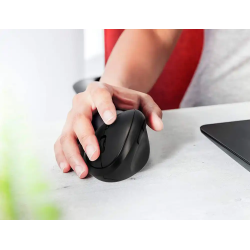 Raton q-connect optico inalambrico ergonomico vertical dpi 800/1200/1600 pila aa negro