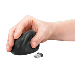 Raton q-connect optico inalambrico ergonomico vertical dpi 800/1200/1600 pila aa negro