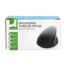 Raton q-connect optico inalambrico ergonomico vertical dpi 800/1200/1600 pila aa negro