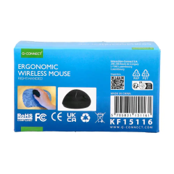 Raton q-connect optico inalambrico ergonomico vertical dpi 800/1200/1600 pila aa negro