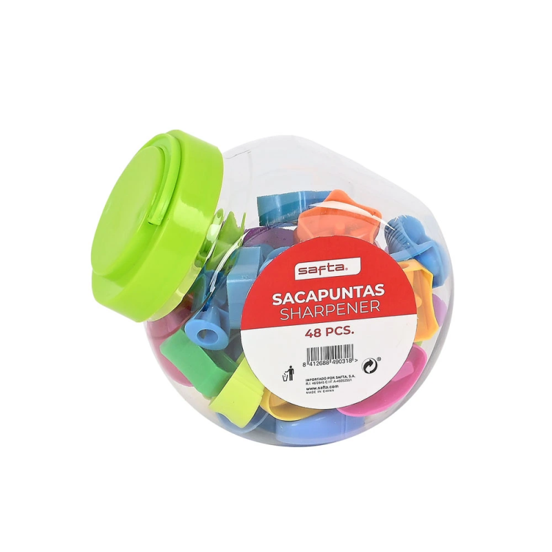 Sacapuntas safta bombonera de 48 unidades surtidas