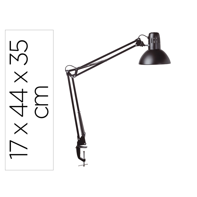 Lampara de escritorio maul metal 57w doble brazo cabezal orientable pinza negra
