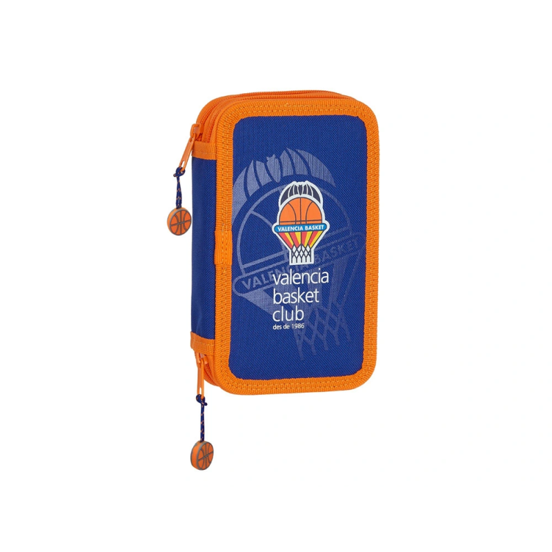 Plumier escolar safta valencia basket club doble cremallera 28 piezas 125x40x195 mm