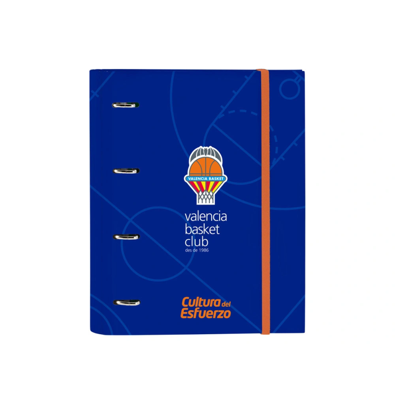 Carpeta con recambio safta din a4 tapa forrada 100 h 60 gr cuadro 5 mm valencia basket club 270x35x320 mm