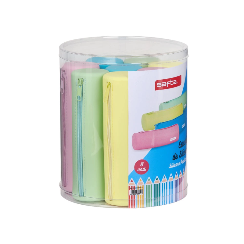 Set 8 portatodos redondos silicona surtidos sets y expositor portatodos silicona safta 295x325x1665 mm