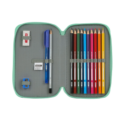 Plumier escolar safta blackfit8 /'turquesa/' doble cremallera 28 piezas 125x40x195 mm