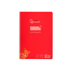 Cuaderno espiral liderpapel a4 pautaguia tapa plastico 80h 90gr cuadro pautado 3mm con margen color rojo