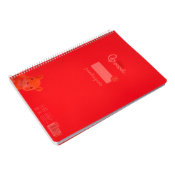 Cuaderno espiral liderpapel a4 pautaguia tapa plastico 80h 90gr cuadro pautado 3mm con margen color rojo