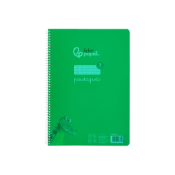 Cuaderno espiral liderpapel a4 pautaguia tapa plastico 80h 90gr cuadro pautado 3mm con margen color verde
