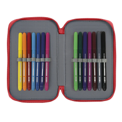 Plumier escolar safta sporting de gijon doble cremallera 28 piezas 125x40x195 mm