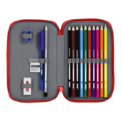 Plumier escolar safta sporting de gijon doble cremallera 28 piezas 125x40x195 mm