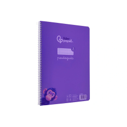 Cuaderno espiral liderpapel a4 pautaguia tapa plastico 80h 90gr cuadro pautado 3 mm con margen color lila