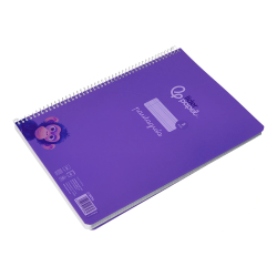 Cuaderno espiral liderpapel a4 pautaguia tapa plastico 80h 90gr cuadro pautado 3 mm con margen color lila
