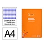 Cuaderno espiral liderpapel a4 pautaguia tapa plastico 80h 90gr cuadro pautado 3mm con margen color naranja