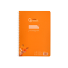 Cuaderno espiral liderpapel a4 pautaguia tapa plastico 80h 90gr cuadro pautado 3mm con margen color naranja