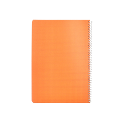 Cuaderno espiral liderpapel a4 pautaguia tapa plastico 80h 90gr cuadro pautado 3mm con margen color naranja