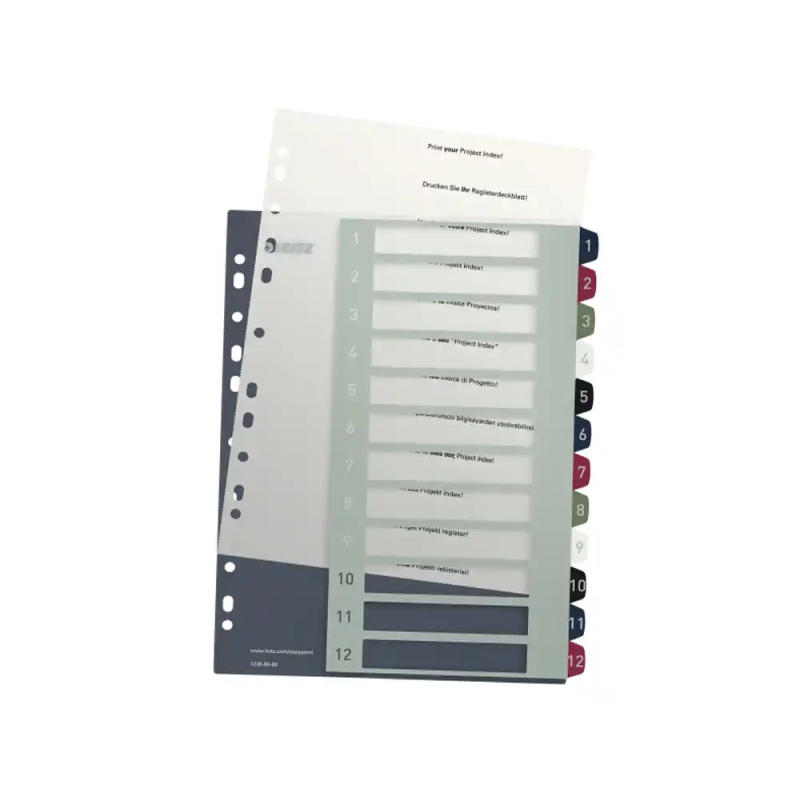 Separador leitz style juego de 12 separadores imprimible polipropileno din a4 multitaladro