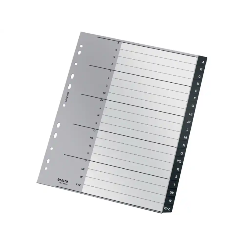 Separador leitz recycle alfabetico a-z 20 pestañas polipropileno din a4+ multitaladro color negro