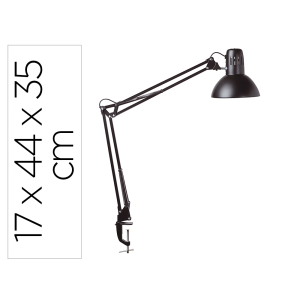 Lampara de escritorio maul metal 57w doble brazo cabezal orientable pinza negra