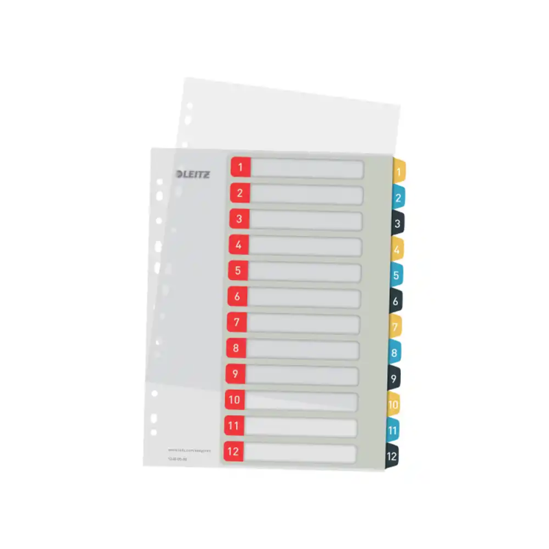 Separador leitz cosy numerico 1-12 imprimible polipropileno din a4 multitaladro
