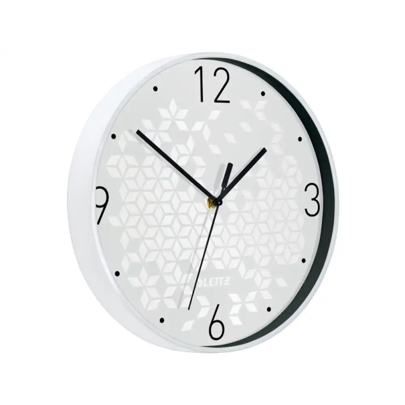 Reloj leitz wow de pared silencioso cristal con marco blanco/negro 29 cm diametro